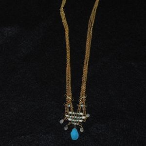 Gold and blue charm necklace - 38